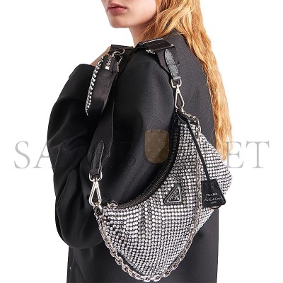 PRADA RE-EDITION 2005 CRYSTAL-EMBELLISHED SHOULDER BAG 1BH204 (22*12*6cm)